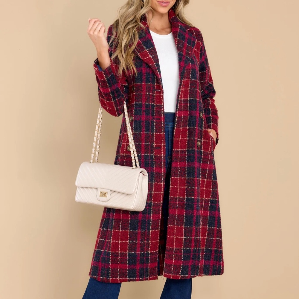 NWT RedDress Brave the Chill Burgundy Plaid Coat